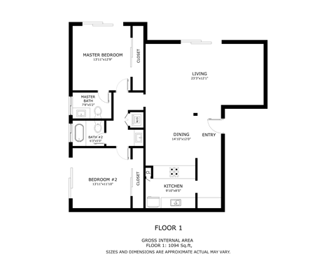 a floor plan of a unit with a bedroom and a living room